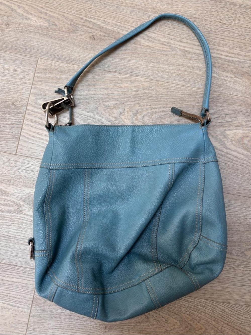 Prada Vitello Daino Hobo in Teal Blue